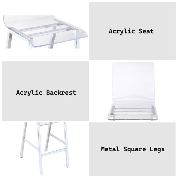 ACME Nadie Clear Acrylic & Chrome Counter Height Chair (Set-2) Model 72592