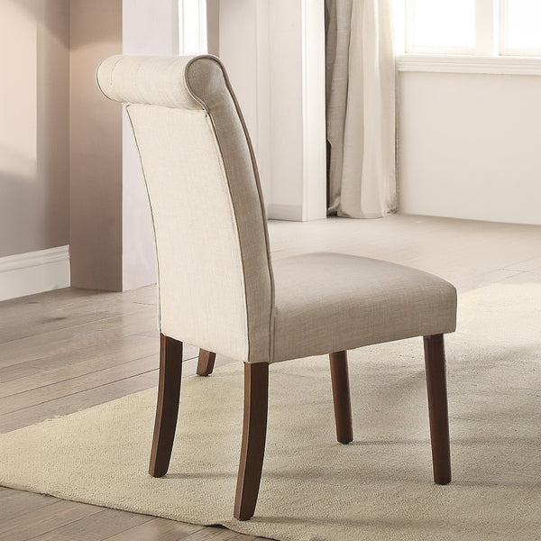 ACME Gasha Beige Linen & Walnut Side Chair (Set-2) Model 72822