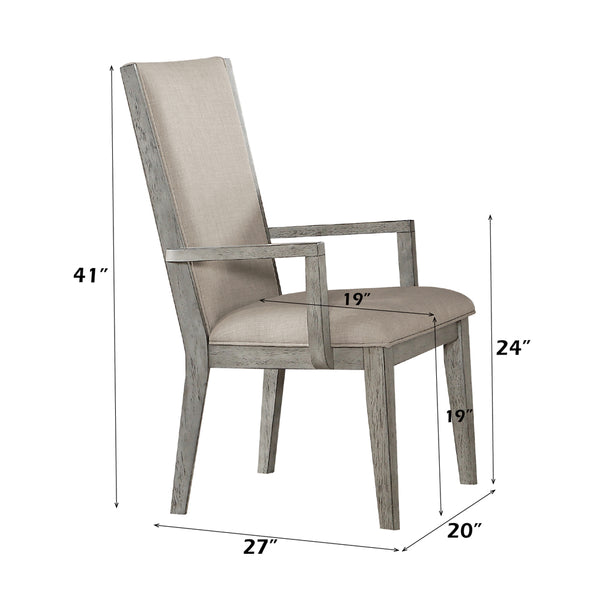 ACME Rocky Fabric & Gray Oak Arm Chair (Set-2) Model 72863