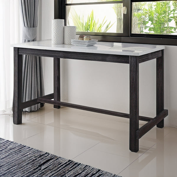 ACME Yelena Natural Marble Top & Weathered Espresso Counter Height Table with Natural Marble Top Model 72940