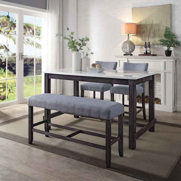 ACME Yelena Fabric & Weathered Espresso Counter Height Chair (Set-2) Model 72942