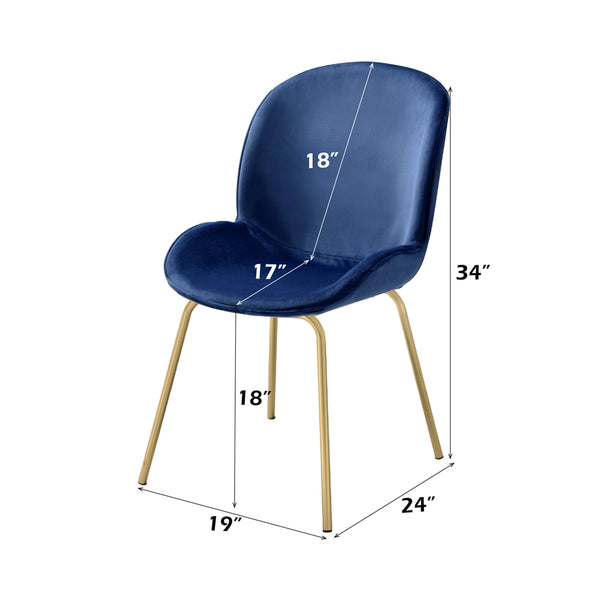 ACME Chuchip Blue Velvet & Gold Side Chair (Set-2) Model 72947
