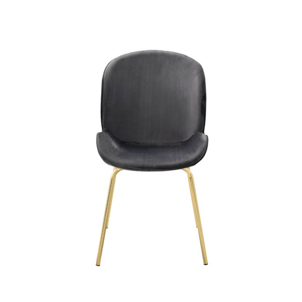 ACME Chuchip Gray Velvet & Gold Side Chair (Set-2) Model 72948