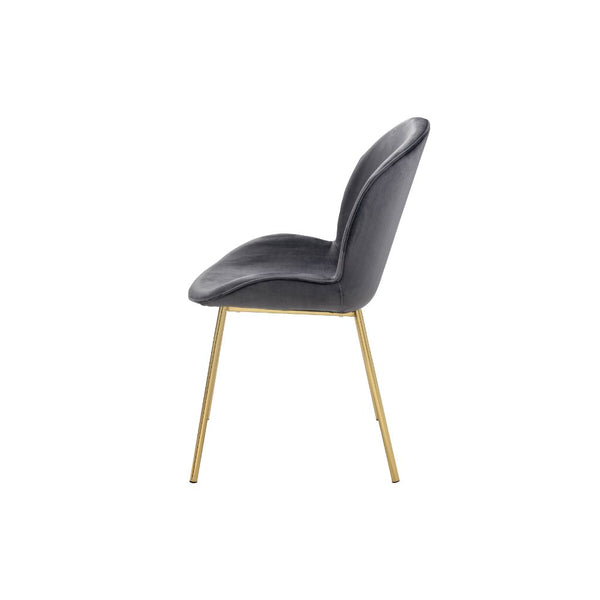 ACME Chuchip Gray Velvet & Gold Side Chair (Set-2) Model 72948