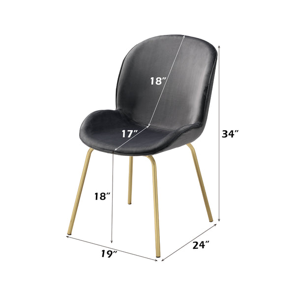 ACME Chuchip Gray Velvet & Gold Side Chair (Set-2) Model 72948