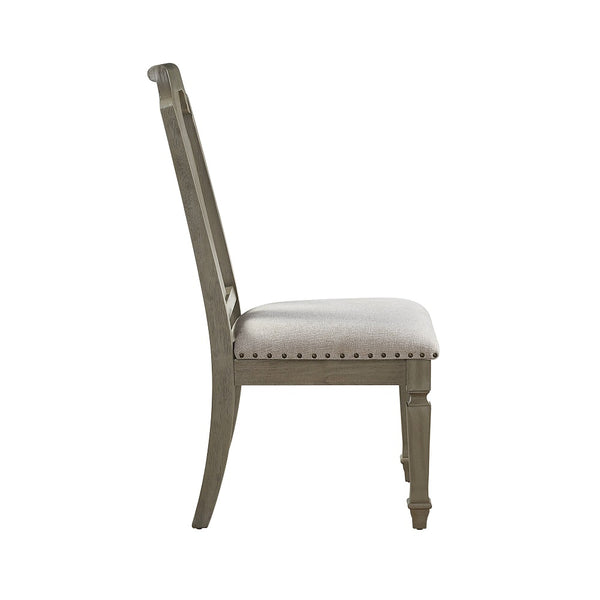 ACME Zumala Beige Linen & Weathered Oak Side Chair (Set-2) Model 73262