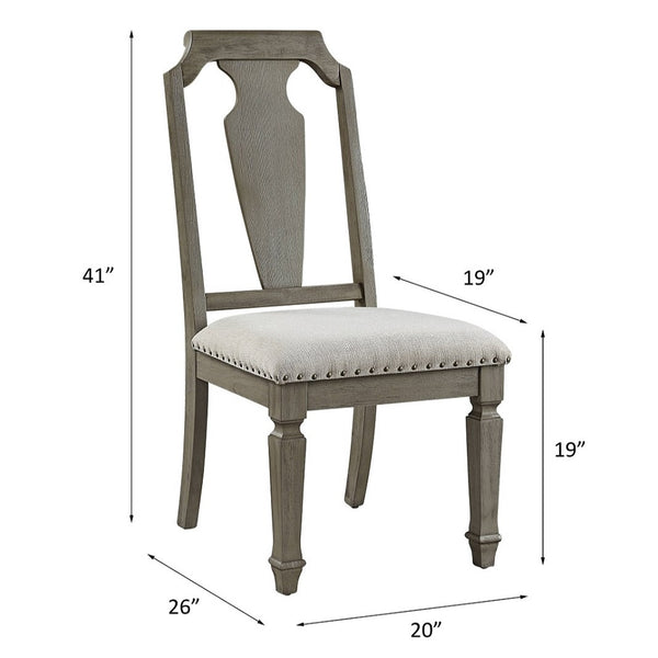 ACME Zumala Beige Linen & Weathered Oak Side Chair (Set-2) Model 73262
