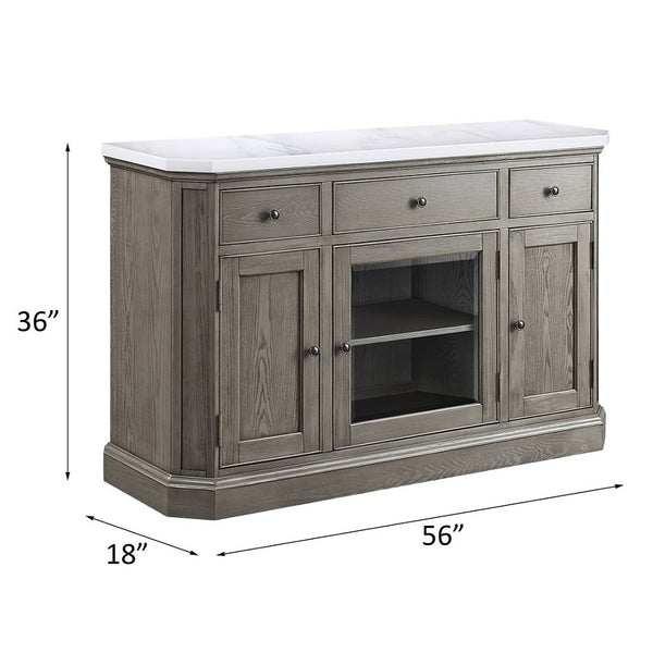 ACME Zumala Natural Marble Top & Weathered Oak Server Model 73263