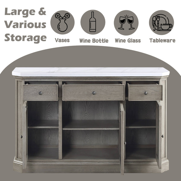 ACME Zumala Natural Marble Top & Weathered Oak Server Model 73263