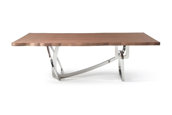 Modrest Addy Modern Walnut & Stainless Steel Dining Table Model VGVCT1301S-24