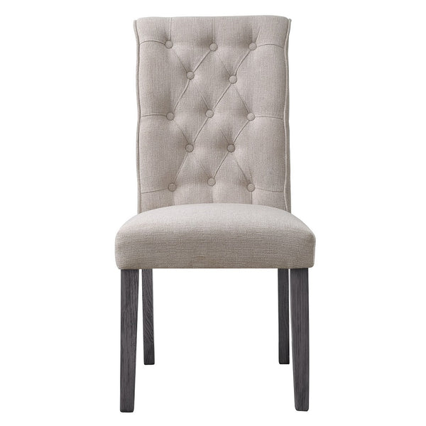 ACME Yabeina Beige Linen & Gray Side Chair (Set-2) Model 73267