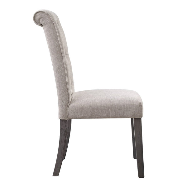 ACME Yabeina Beige Linen & Gray Side Chair (Set-2) Model 73267