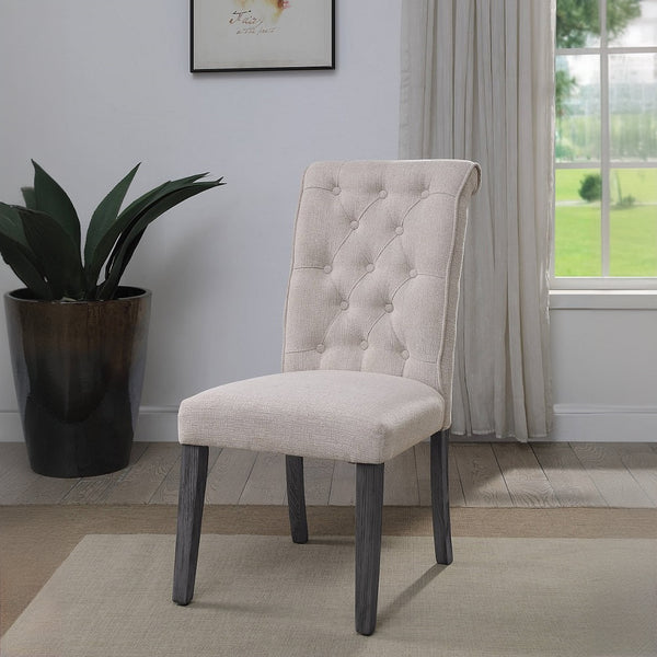 ACME Yabeina Beige Linen & Gray Side Chair (Set-2) Model 73267