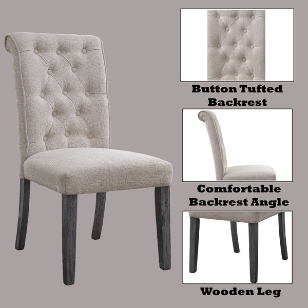 ACME Yabeina Beige Linen & Gray Side Chair (Set-2) Model 73267