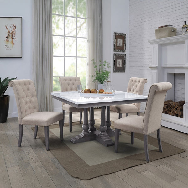 ACME Yabeina Beige Linen & Gray Side Chair (Set-2) Model 73267
