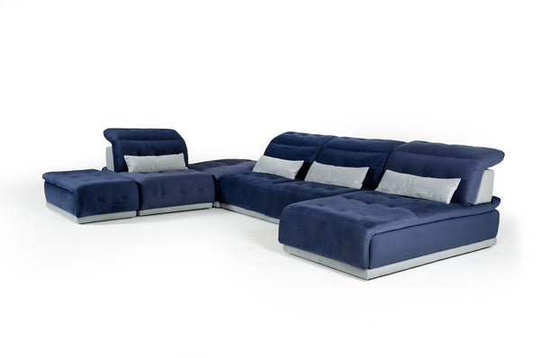David Ferrari Daiquiri Italian Modern Blue & Grey Modular Sectional Sofa Model VGFTDAIQUIRI-BLU