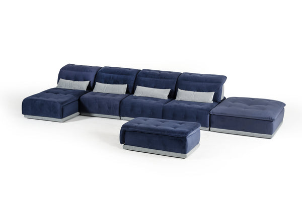 David Ferrari Daiquiri Italian Modern Blue & Grey Modular Sectional Sofa Model VGFTDAIQUIRI-BLU