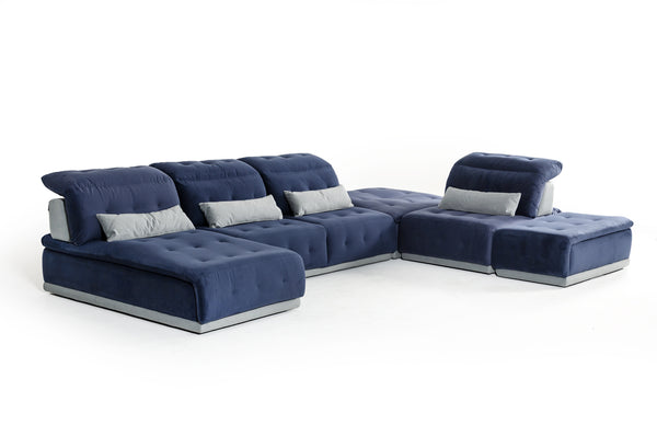 David Ferrari Daiquiri Italian Modern Blue & Grey Modular Sectional Sofa Model VGFTDAIQUIRI-BLU