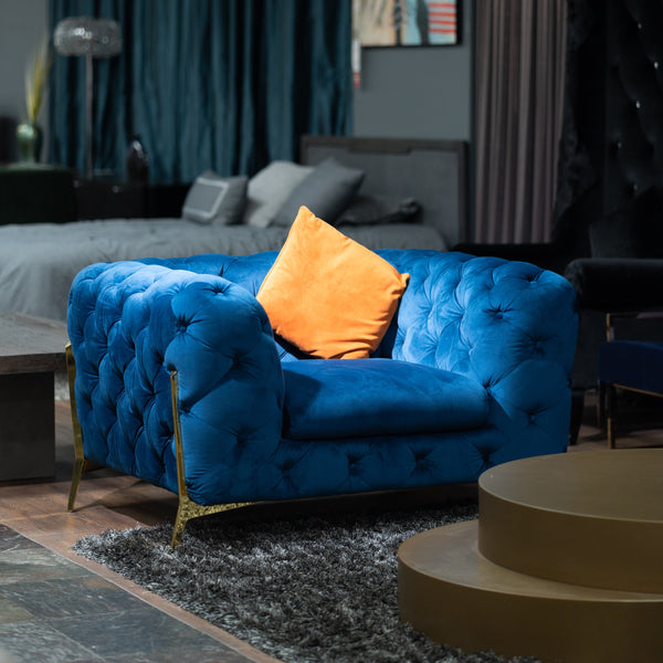 Divani Casa Sheila Transitional Dark Blue Fabric Chair Model VGCA1346-BLUE-CH