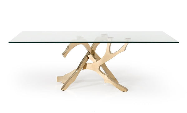 Modrest Legend Modern Glass & Gold Dining Table Model VGVCT8111-GLD