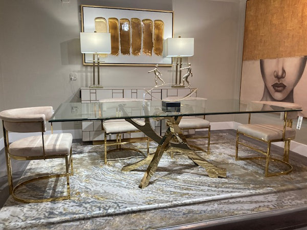 Modrest Munith Modern Beige Velvet & Gold Dining Chair Model VGZA-Y9504-BGEGLD