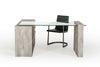 Boston Modern Glass & Faux Concrete Reversible Desk