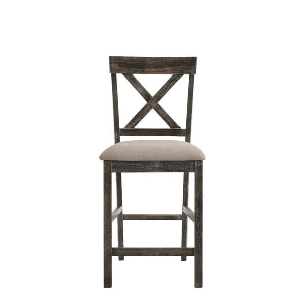 ACME Martha II Tan Linen & Weathered Gray Counter Height Chair (Set-2) Model 73832