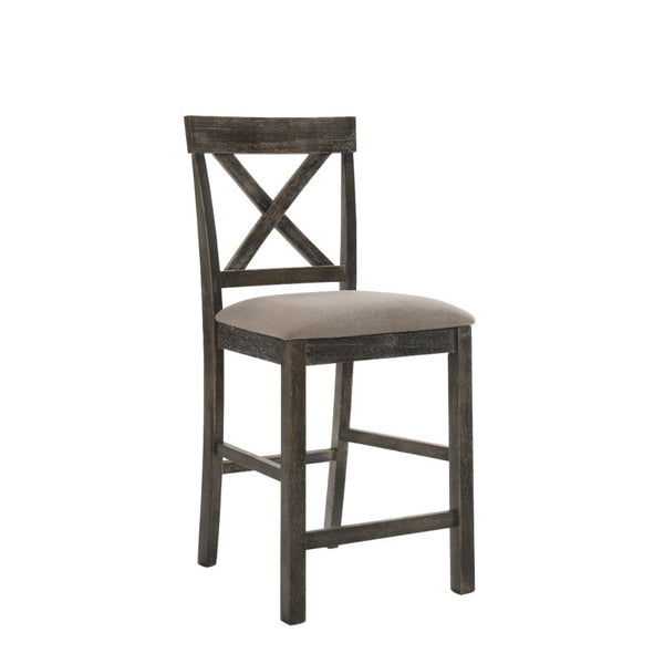 ACME Martha II Tan Linen & Weathered Gray Counter Height Chair (Set-2) Model 73832