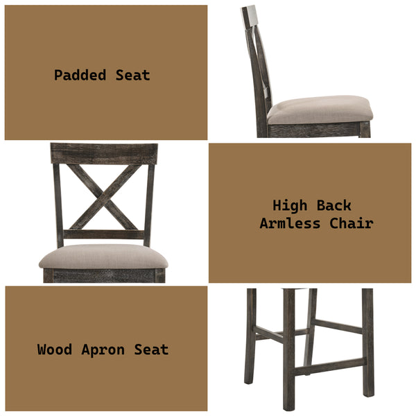 ACME Martha II Tan Linen & Weathered Gray Counter Height Chair (Set-2) Model 73832