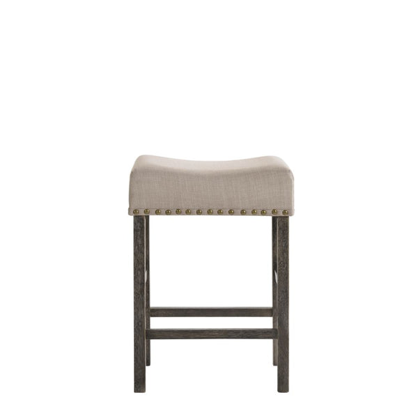ACME Martha II Tan Linen & Weathered Gray Counter Height Stool (Set-2) Model 73833