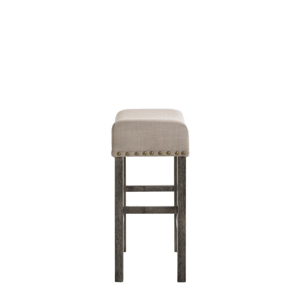 ACME Martha II Tan Linen & Weathered Gray Counter Height Stool (Set-2) Model 73833