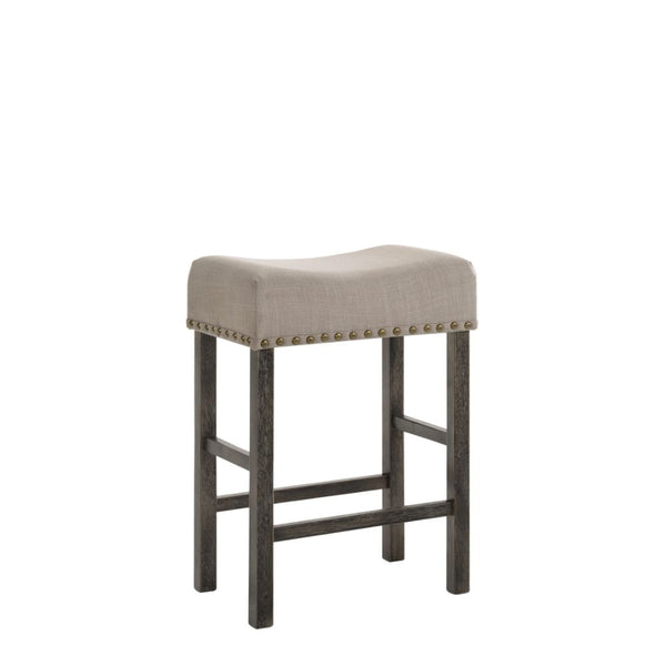 ACME Martha II Tan Linen & Weathered Gray Counter Height Stool (Set-2) Model 73833