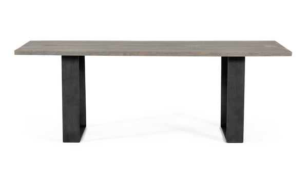 Modrest Murphy Modern Grey Aged Oak & Black Metal Dining Table Model VGEDLU322014