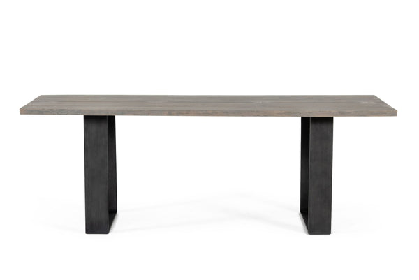 Modrest Murphy Modern Grey Aged Oak & Black Metal Dining Table Model VGEDLU322014