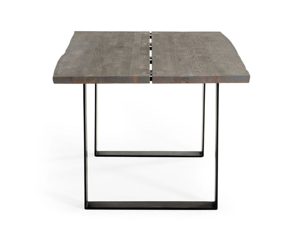 Modrest Murphy Modern Grey Aged Oak & Black Metal Dining Table Model VGEDLU322014