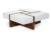 Modrest Makai Modern White & Walnut Square Coffee Table Model VGBBLE624E-WHTWAL