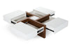 Modrest Makai Modern White & Walnut Square Coffee Table Model VGBBLE624E-WHTWAL