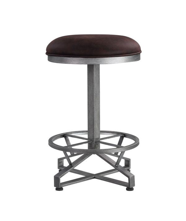 ACME Evangeline Rustic Brown Fabric & Black Counter Height Stool (Set-2) Model 73902