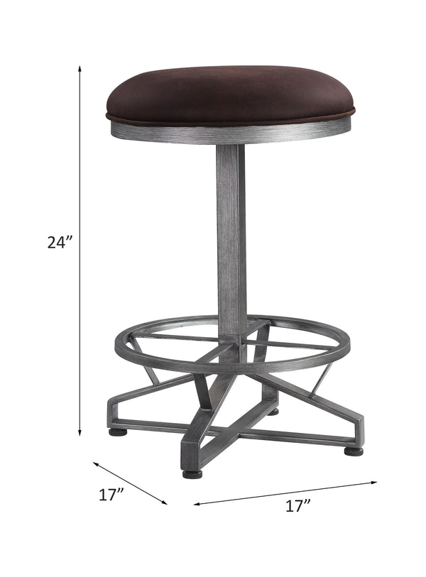 ACME Evangeline Rustic Brown Fabric & Black Counter Height Stool (Set-2) Model 73902