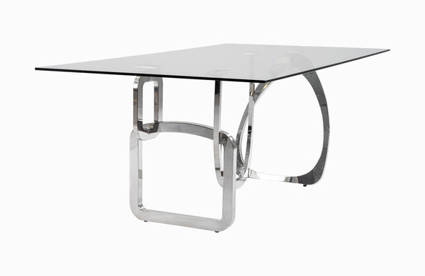 Modrest Adelaide Modern Stainless Steel & Glass Dining Table Model VGVCT1301S