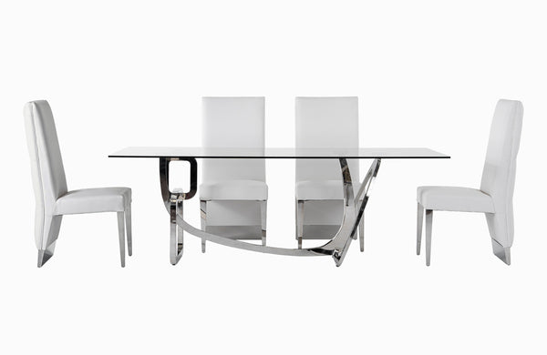 Modrest Adelaide Modern Stainless Steel & Glass Dining Table Model VGVCT1301S