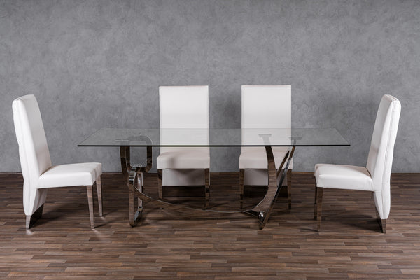 Modrest Adelaide Modern Stainless Steel & Glass Dining Table Model VGVCT1301S