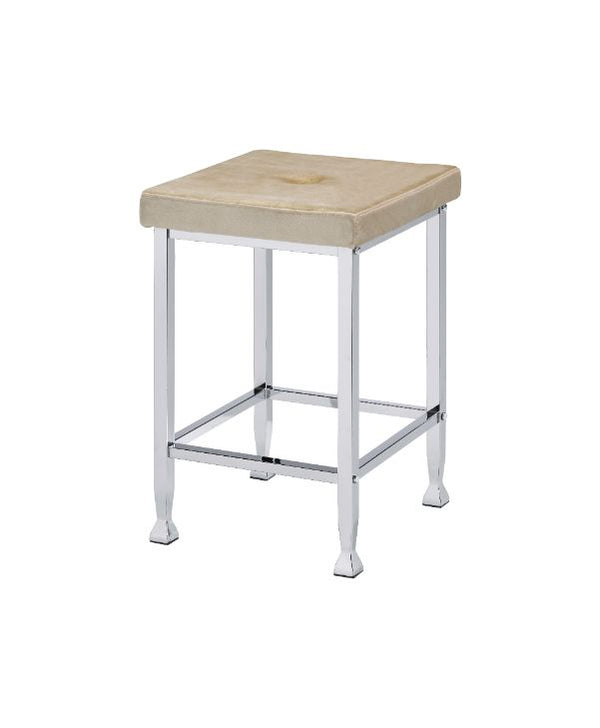 ACME Raine Beige Velvet & Chrome Counter Height Stool (Set-2) Model 74007