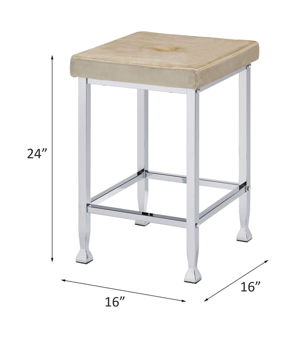 ACME Raine Beige Velvet & Chrome Counter Height Stool (Set-2) Model 74007