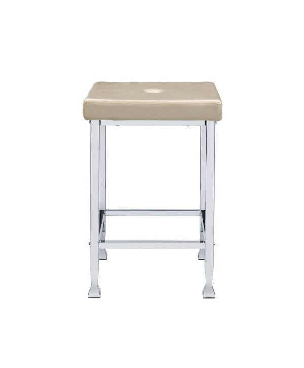 ACME Raine Beige Velvet & Chrome Counter Height Stool (Set-2) Model 74007
