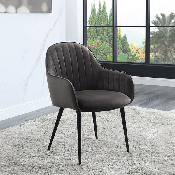 ACME Caspian Dark Gray Fabric & Black Side Chair (Set-2) Model 74011