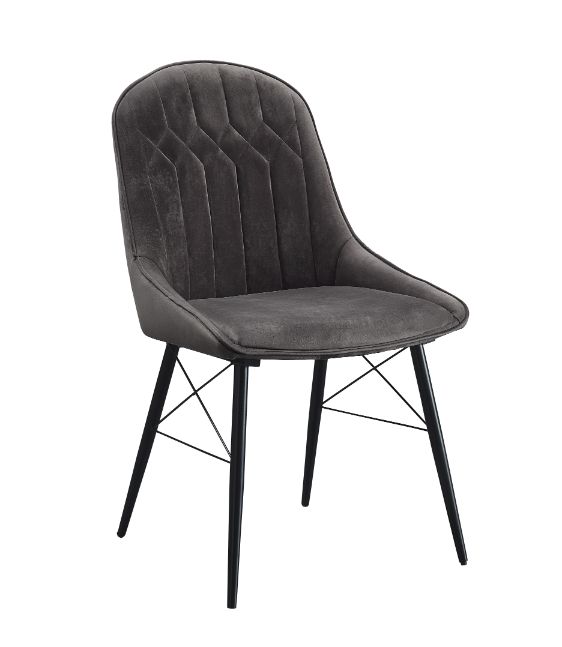 ACME Abraham Gray Fabric & Black Side Chair (Set-2) Model 74016