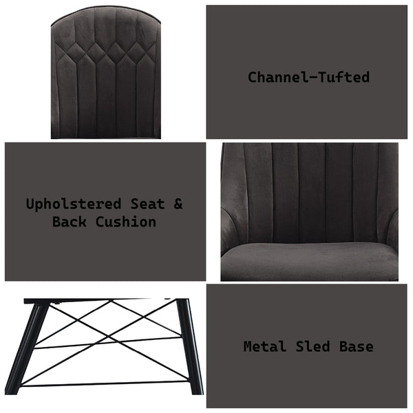 ACME Abraham Gray Fabric & Black Side Chair (Set-2) Model 74016