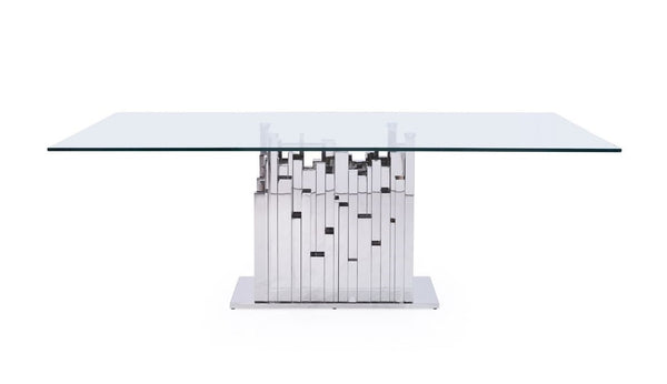 Modrest Edwin Modern Glass & Stainless Steel Dining Table Model VGVCT1828