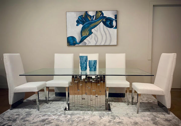 Modrest Edwin Modern Glass & Stainless Steel Dining Table Model VGVCT1828